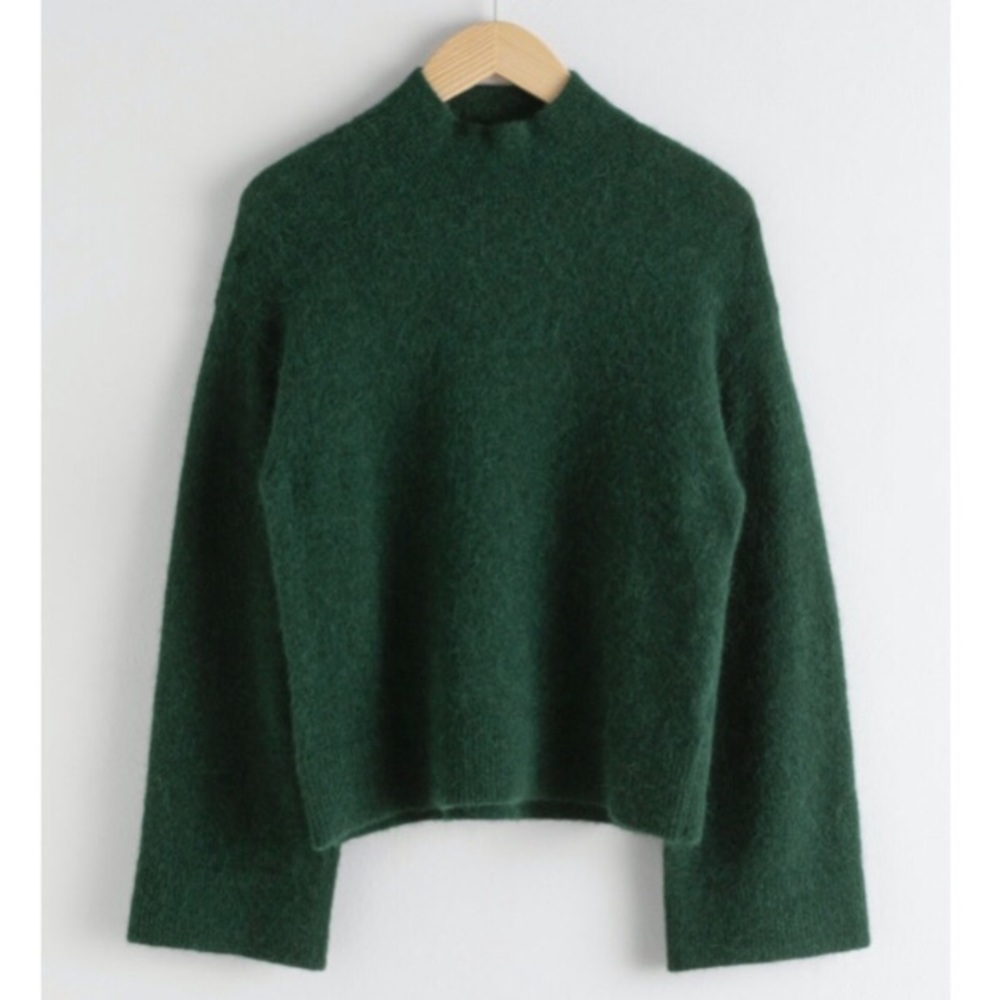 & Other Stories, mock neck green sweater